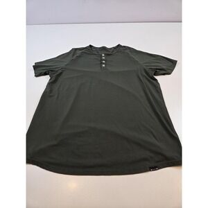 Barbell Shirt Mens XL Green Short Sleeve Henley Athletic Performance Gym